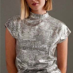 Anthropologie Pilcro Silver Metallic Women's Top size Xl